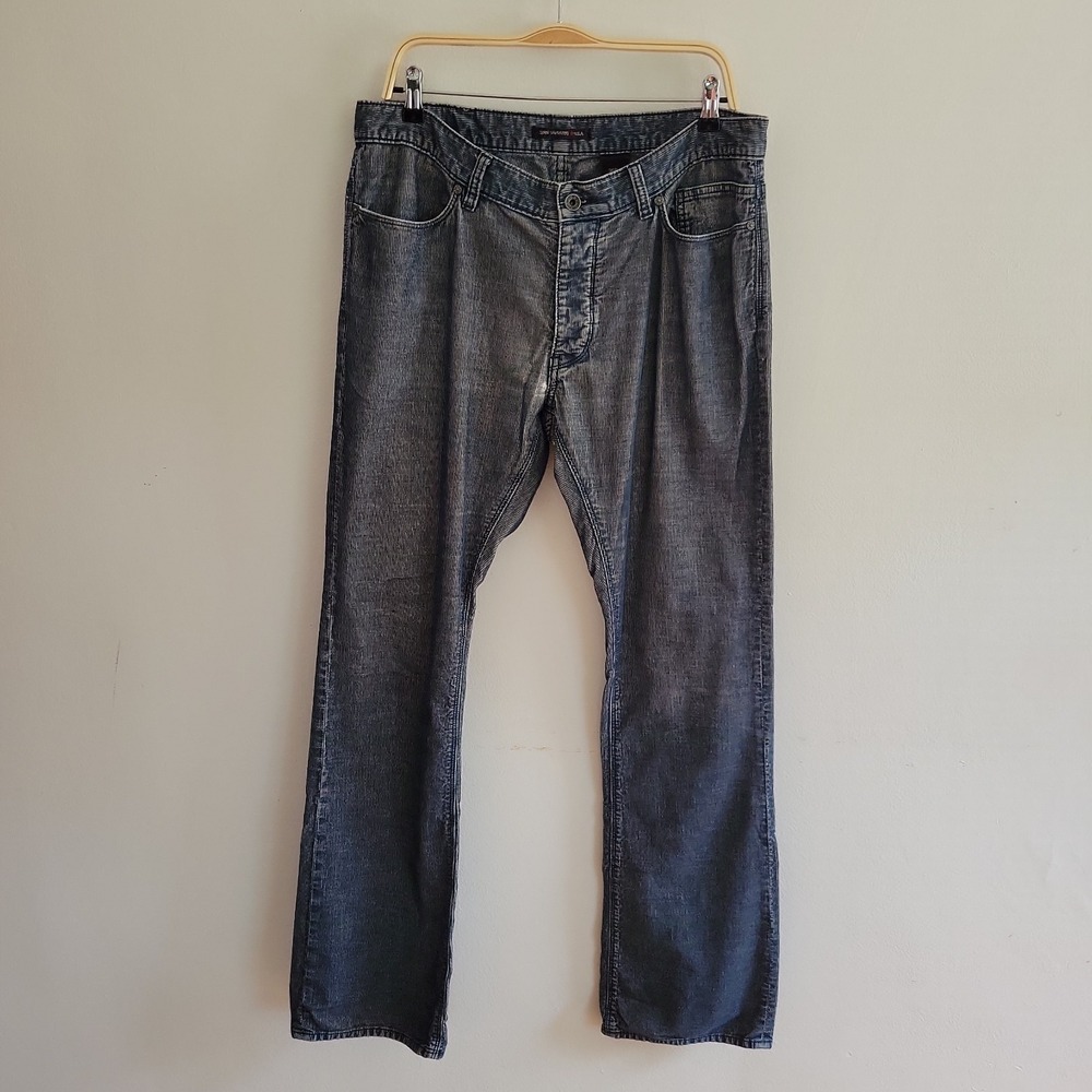 John Varvatos Motor City Corduroy Pants 36R Blue Straight Leg Distressed Grunge